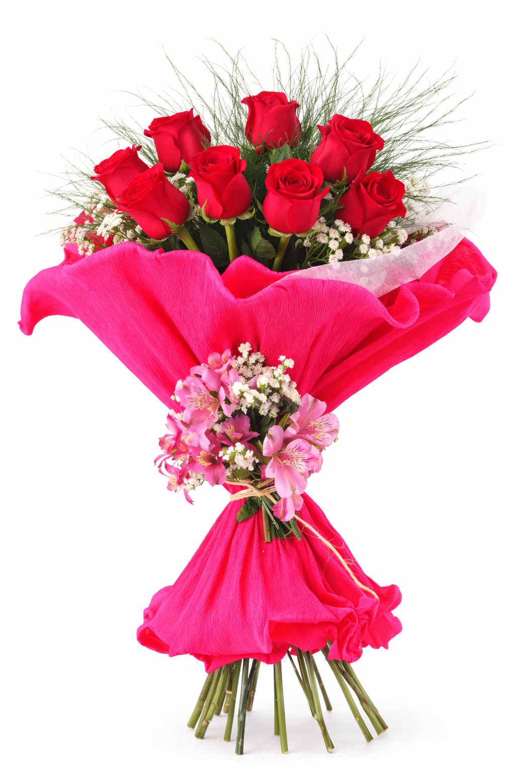 Ramo con 12 rosas crepe